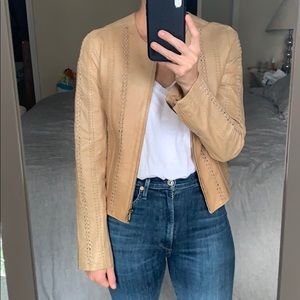 BB Dakota Tan Braided Leather Jacket